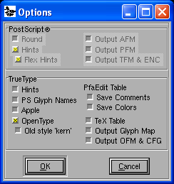 fontforge-glyphs-name-options