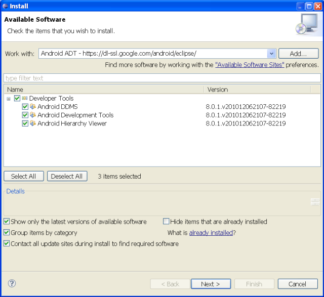 Android ADT Plugin in  Eclipse 3.6.1 (Helios)