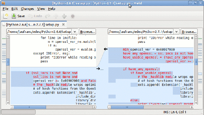 Comparing File in Linux with Meld vs. Winmege or Beyond Compare