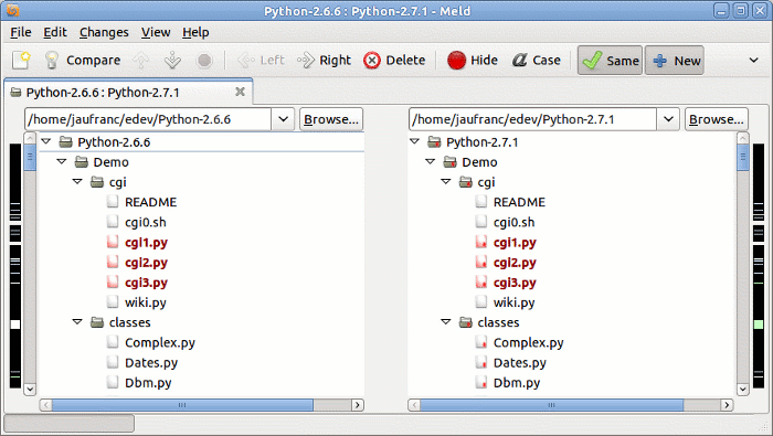 Compare directories in Meld