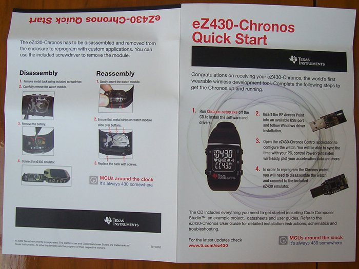 Texas Instruments ez430-Chronos Quick Start