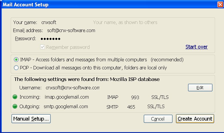Thunderbird 3 imap account Create a new gmail account (IMAP) automatically in Thunderbird