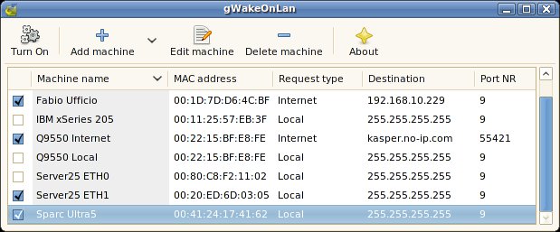 gWakeOnLan User Interface
