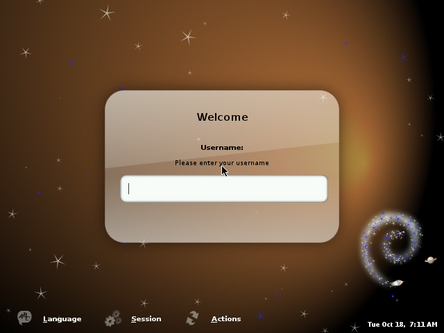 Gnome GDM Login Screen