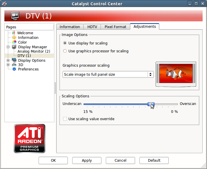 Adjustment Scaling Options ATI CCC