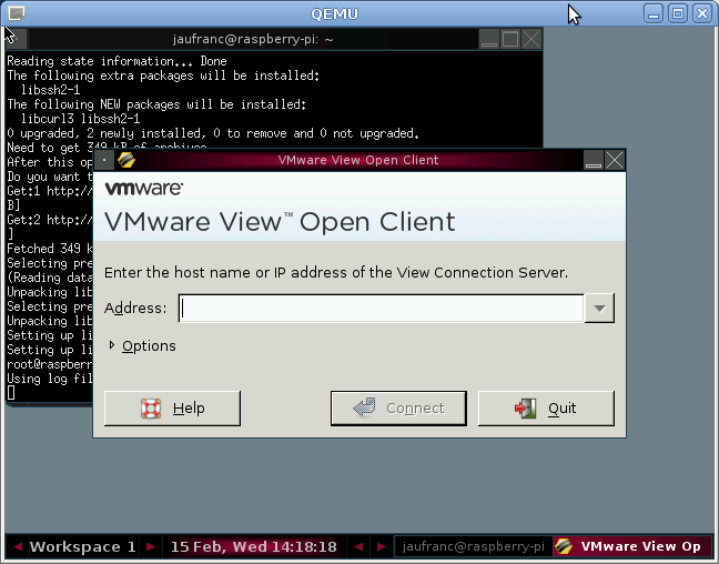 VMWare View in Raspberry Pi Emulator