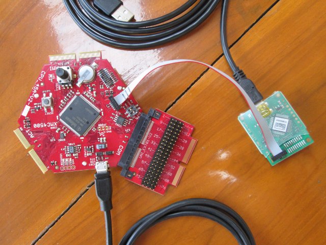 Assembled XMC4500 Board and JLink Debugger 