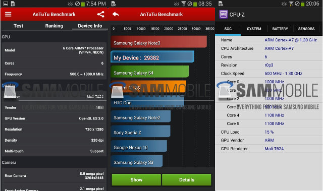 Exynos 5260 Antutu and CPU-Z (Click to Enlarge)
