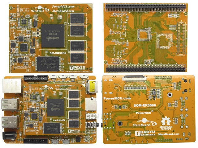 MarsBoard Rk3066 - CoM and Baseboard (Click to Enlarge)