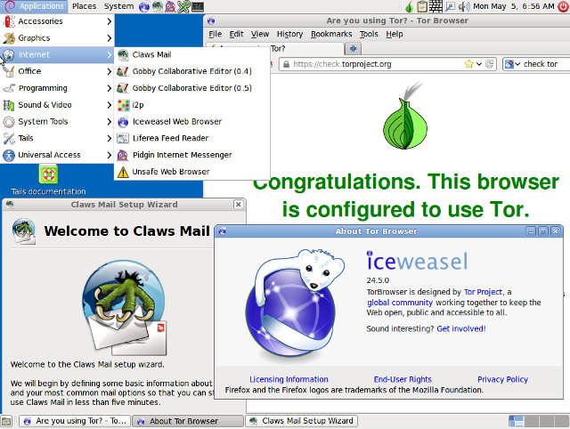Tails using TorBrowser and Claws Mail