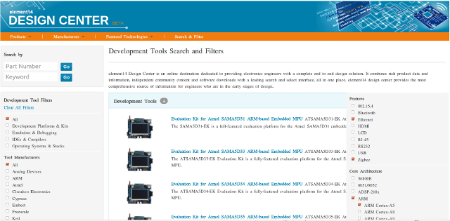 Element14 Design Center - Zigbee / Ethernet / ARM Cortex A5 Search