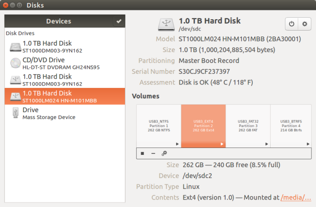 USB 3.0 Drive Partitions