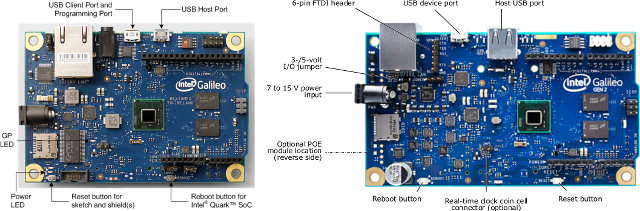 Intel Galileo vs Intel Galileo Gen 2 (Click to Enlarge)