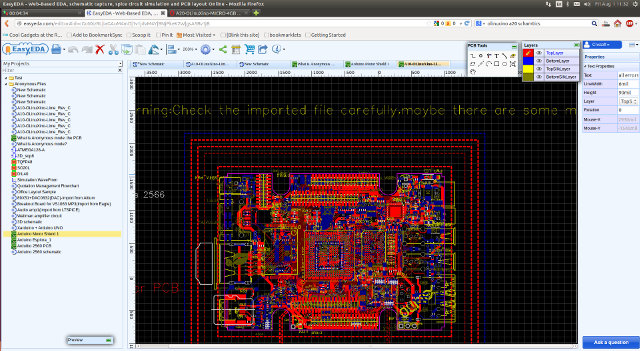 OlinuXino-A10-LIME PCB Layout Imported to EasyEDA (Click to Enlarge)