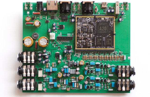 MOD Duo Board with Hi-Fi Sound Card and A20 SoM (Click to Enlarge)