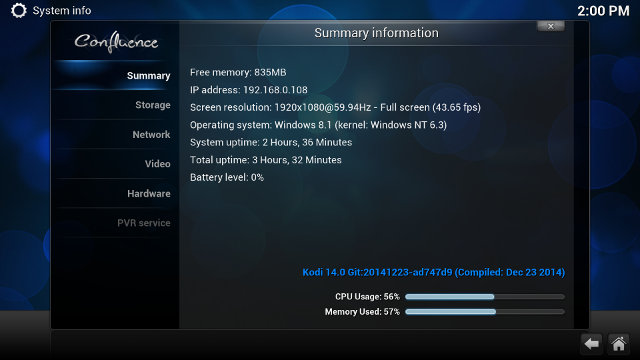 Kodi 14.1 on Mele PCG03 (Click for Original Size)