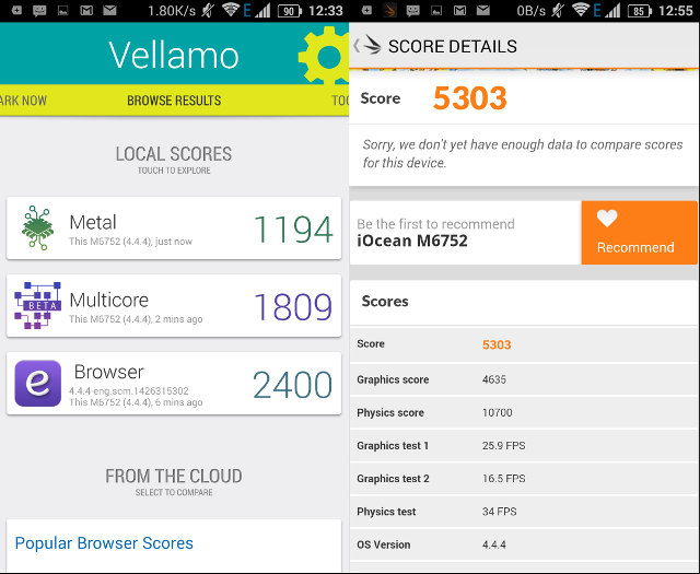 Vellamo 3.1 and Ice Stoerm Extreme Benchmark Results