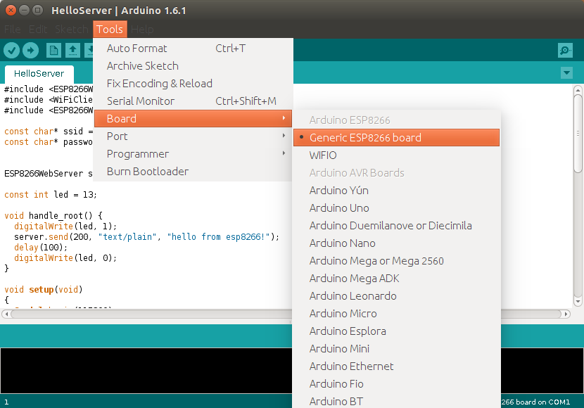 ESP8266 Board in Arduino IDE (Click to Enlarge)