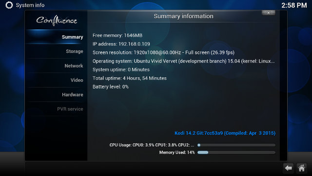 Kodi 14.2 in MeLE PCG03 (Click for Original Size)