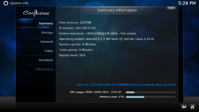 Kodi 15.1 in Zidoo X6 Pro (Click for Original Size)