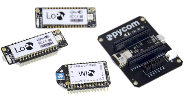 LoPy Boards, WiPy Board, and Pycom baseboard