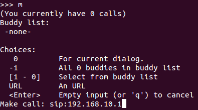 Figure 7: Making a call from PJSUA