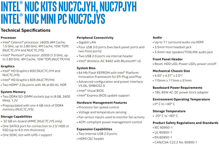 nuc7pjyh specs