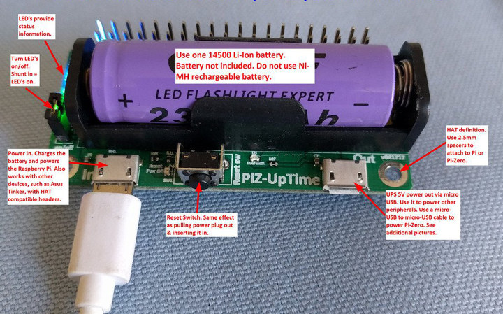 Pi-Zero-UpTime UPS for Raspberry Pi