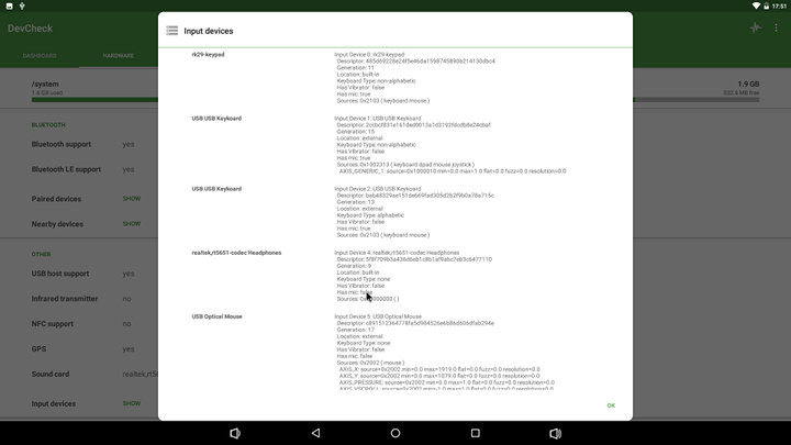 DevCheck Input Devices List
