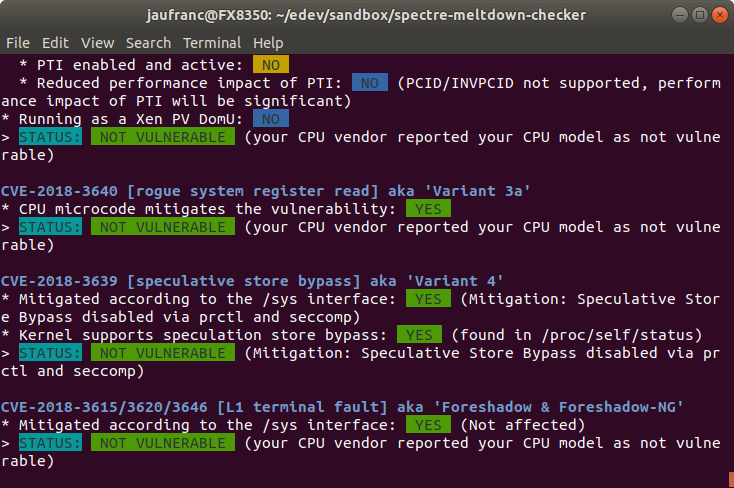 Spectre Meltdown Foreshadow Checker