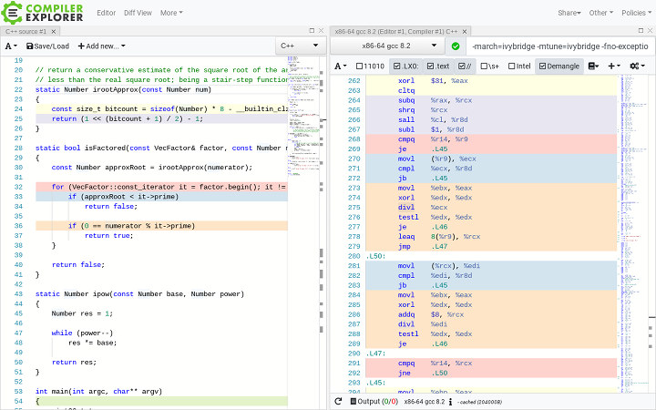 Compiler Explorer Dissassembly