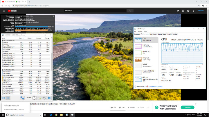 LIVA Q2 windows 10 chrome browser 4k at 60fps video