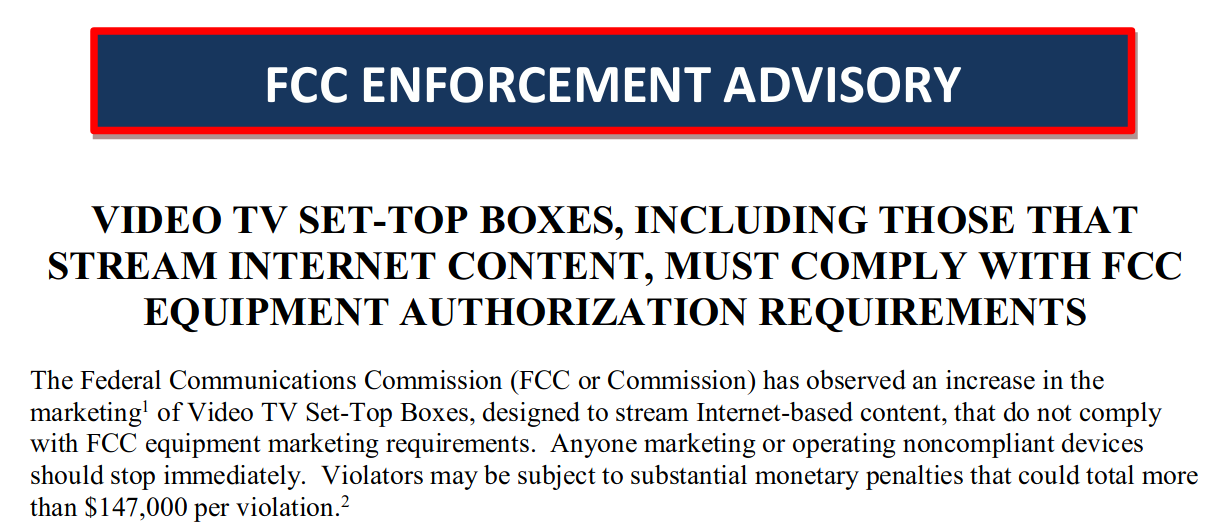 FCC TV Box Fine