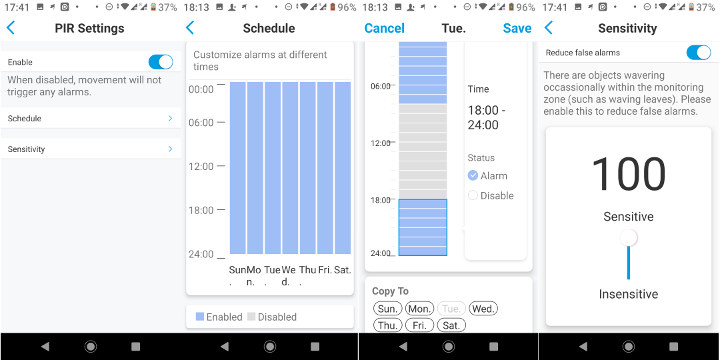 Reolink Android PIR Settings