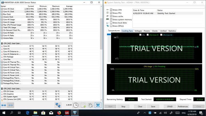 XIDU PhilPad 2-in-1 Hybrid Laptop AIDA64 Stress Test