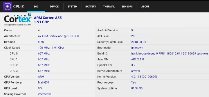 Amlogic S905X3 CPU-Z