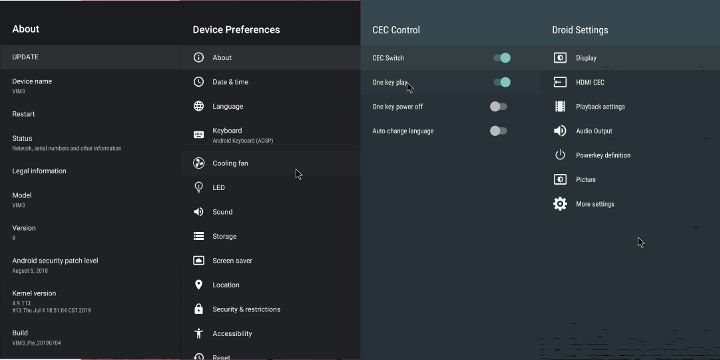 Khadas VIM3 Android Settings