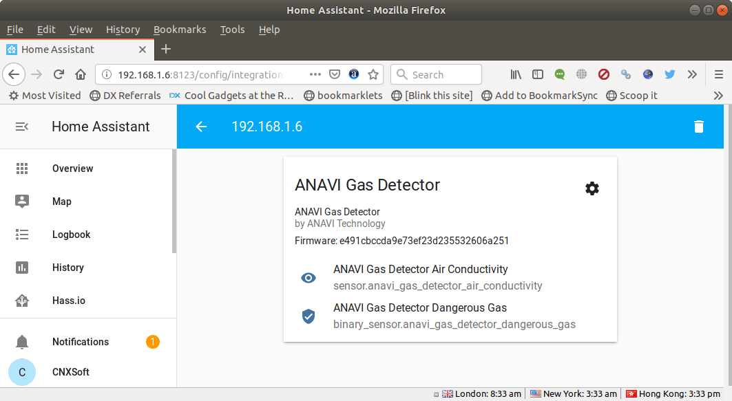 ANAVI Gas Detector Home Assistant