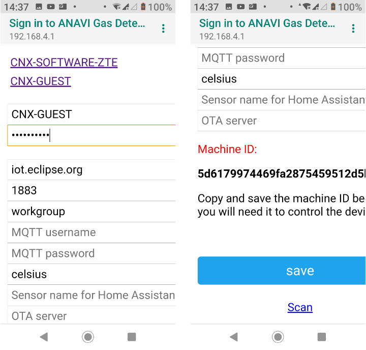 ANAVI Gas Detector WiFi Configuration