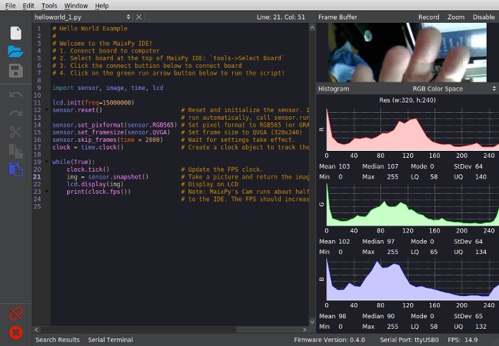 MaixPy IDE Hello World