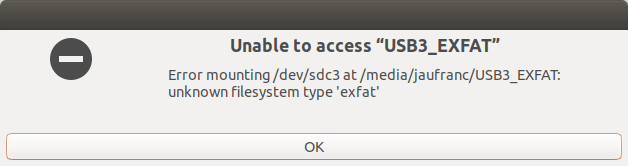 USB EXFAT Ubuntu Fail