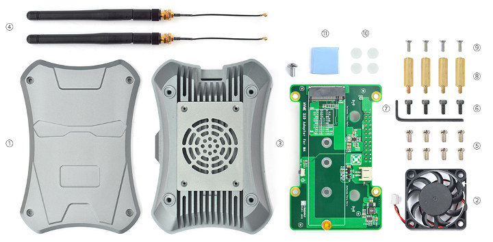 NanoPi M4 SBC with SSD adapter, Metal Case