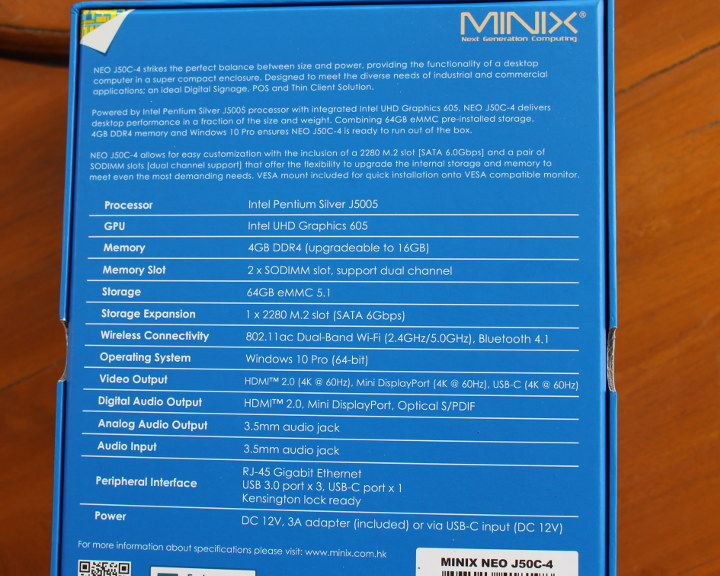 MINIX NEO J50C-4 64GB Specifications