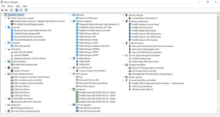 MINIX NEO G41V-4 Device Manager