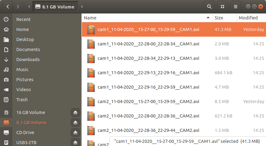 Backup file name of the HeimVision camera