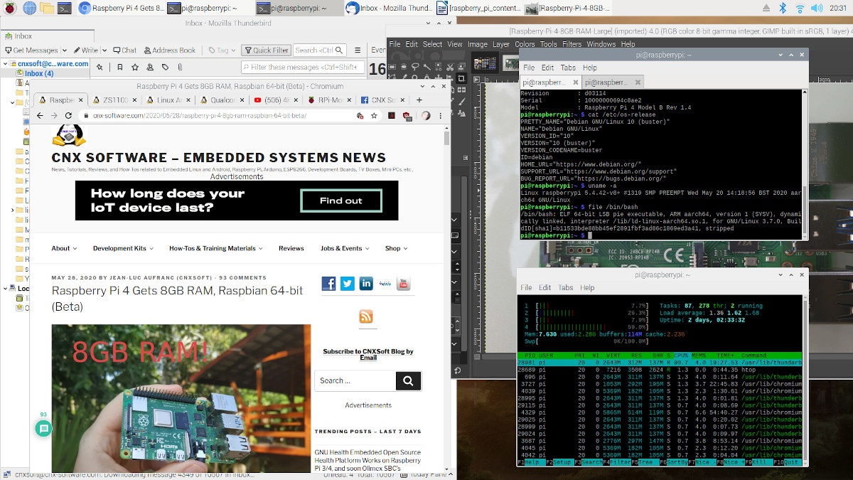 Raspberry Pi OS 64-bit on Raspberry Pi 4 8GB