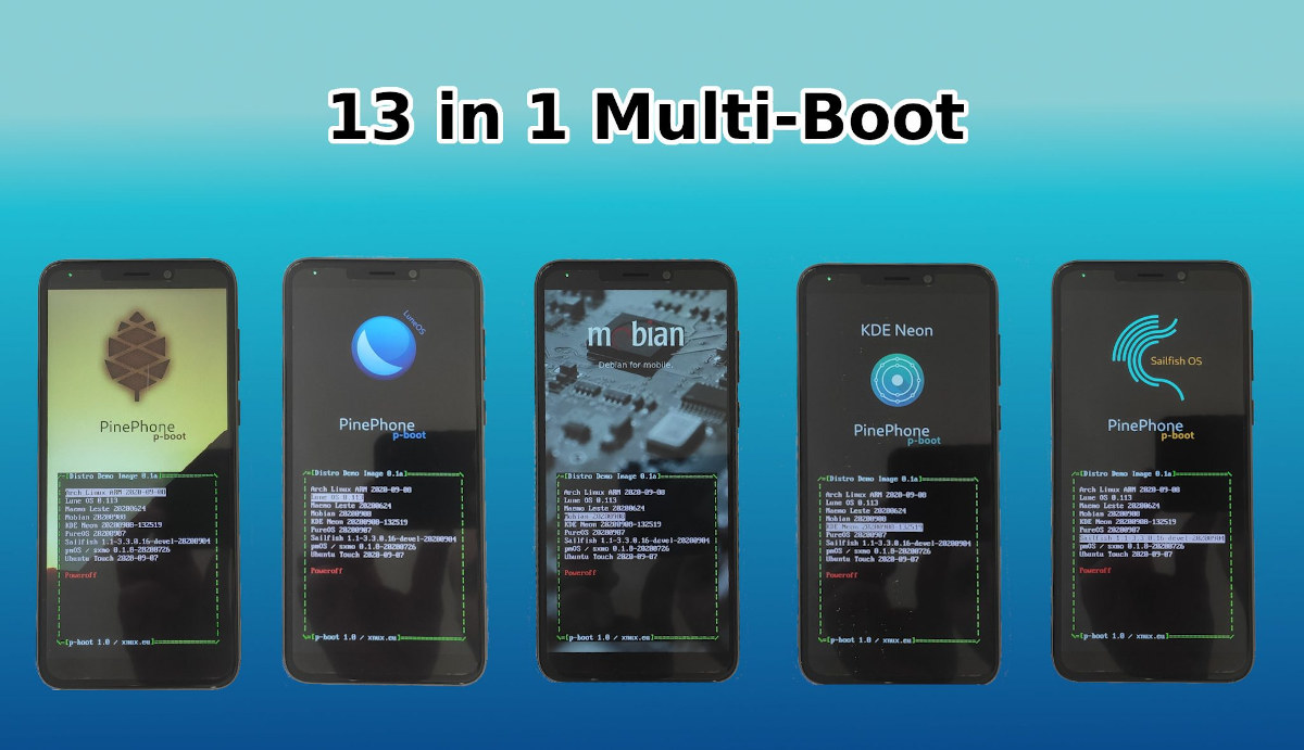 Pinephone Multiboot 13 Linux distributions