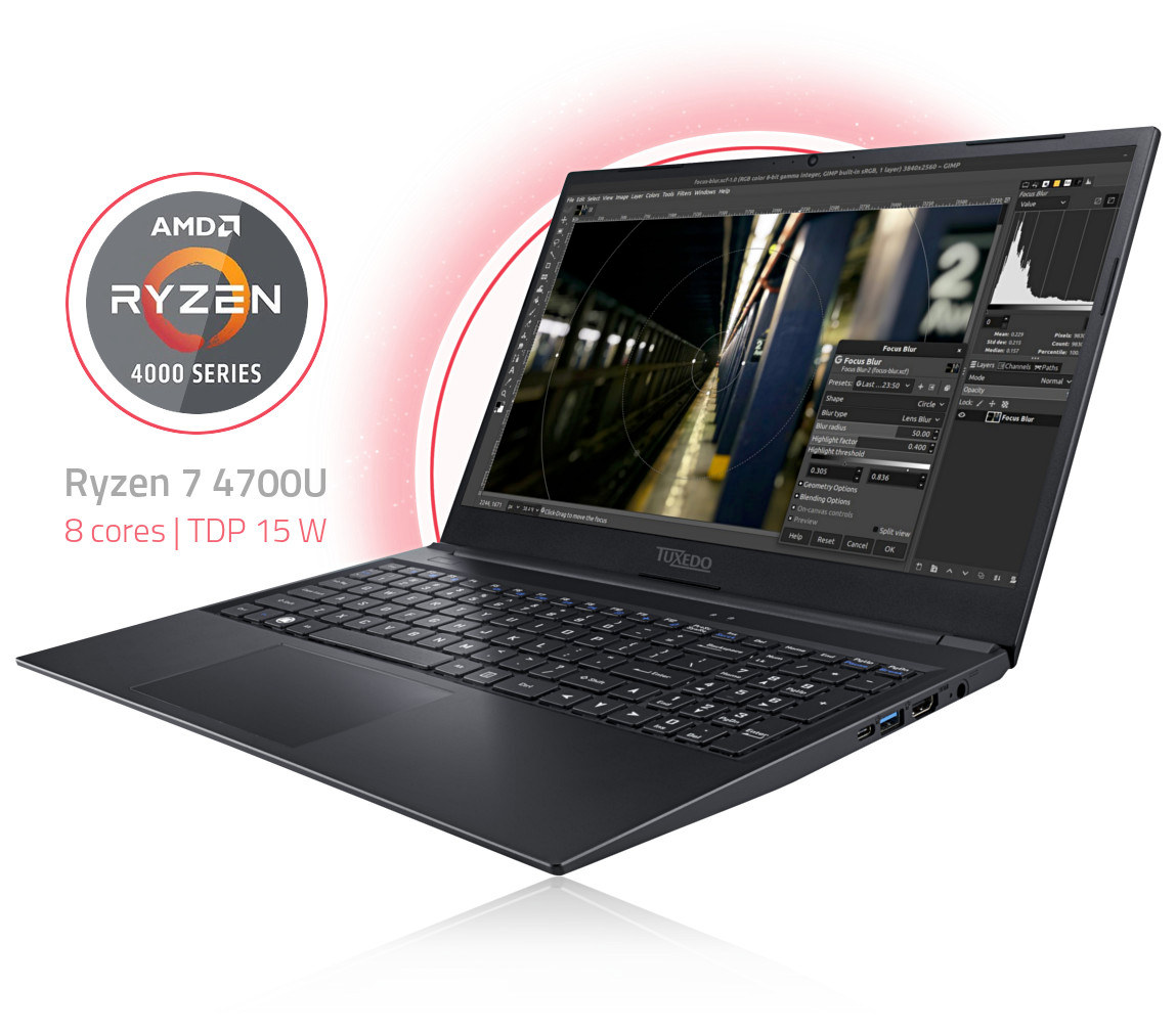 Tuxedo Aura 15 AMD-Ryzen 7 4700U Linux Laptop