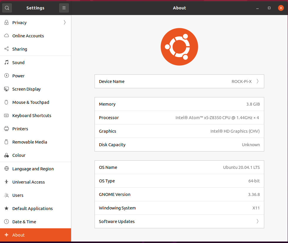  Rock Pi X-ubuntu 20.04 64-bit info 