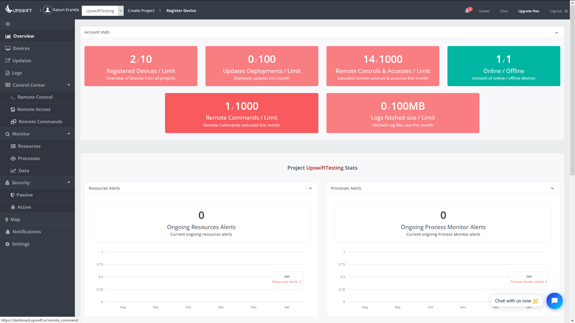 UpSwift Account Stats